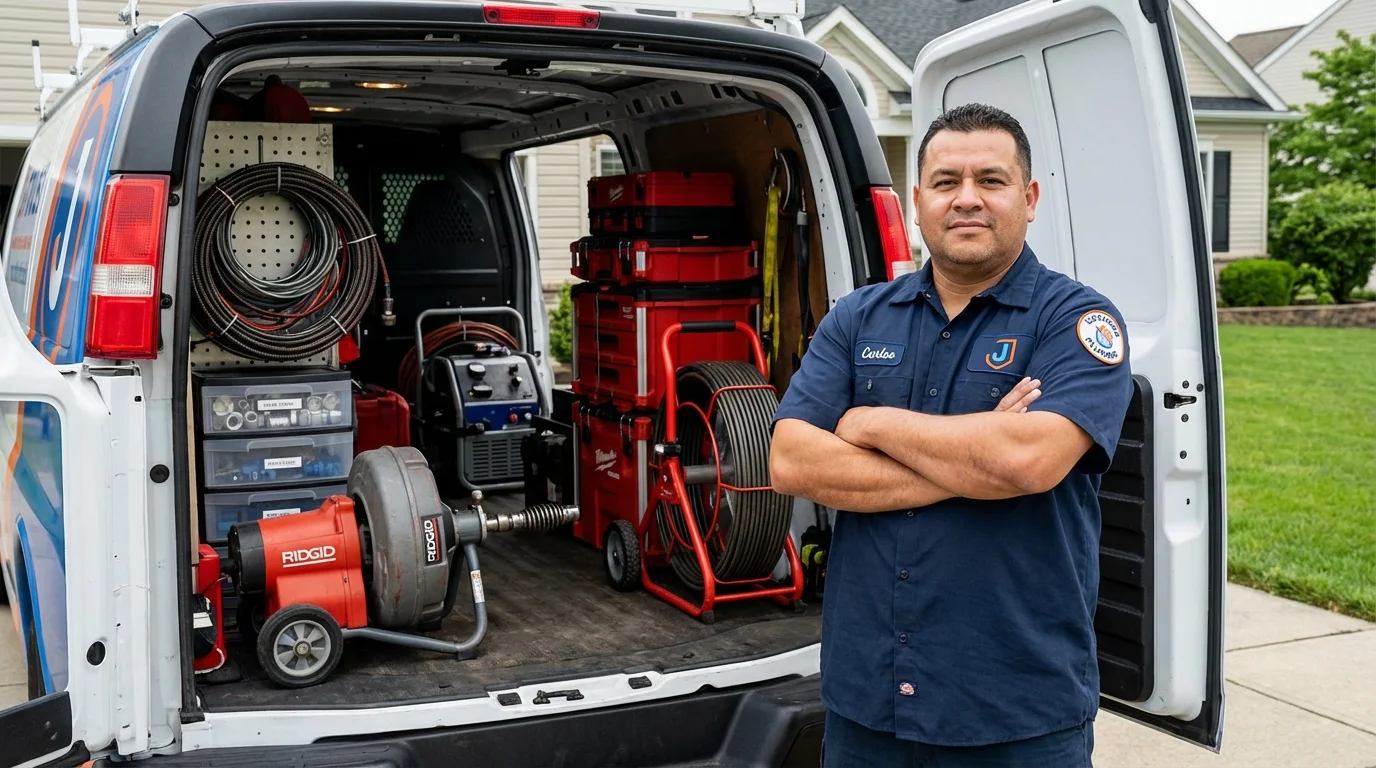 Professional drain cleaning equipment and Johns Plumbing LLC plumber in Bosque Farms